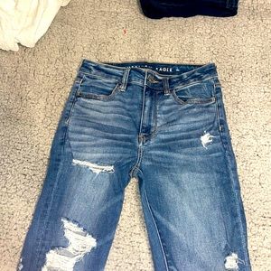 American eagle high rise ripped skinny jeans